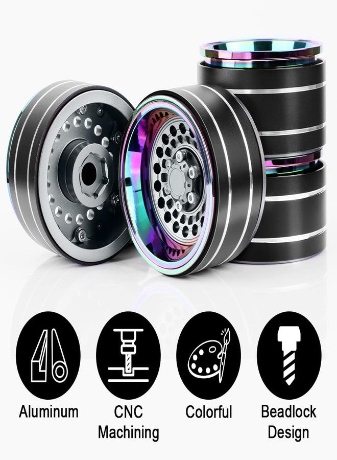 GLOBACT عجلات GLOBACT Rainbow 1.9 Beadlock قابلة للتعديل بإزاحة -10 مم / -13 مم، حافة ألومنيوم لسيارات TRX4 TRX6 Axial SCX10 FMS Redcat RC4WD Gmade 1/10 RC Crawler، قطع غيار للترقية (تيتانيوم) - Image 3
